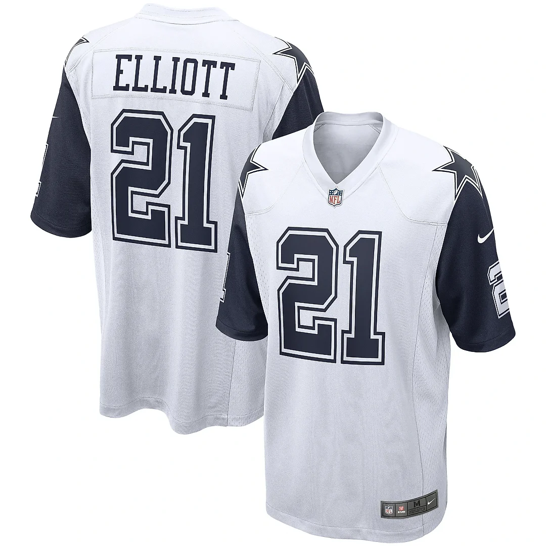 Zennovawear Men's Dallas Cowboys Ezekiel Elliott White Alternate Game Jersey