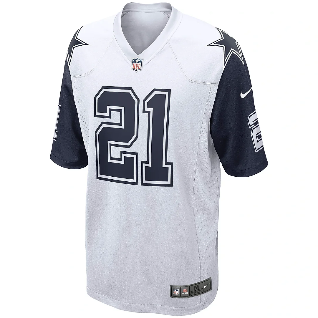 Zennovawear Men's Dallas Cowboys Ezekiel Elliott White Alternate Game Jersey