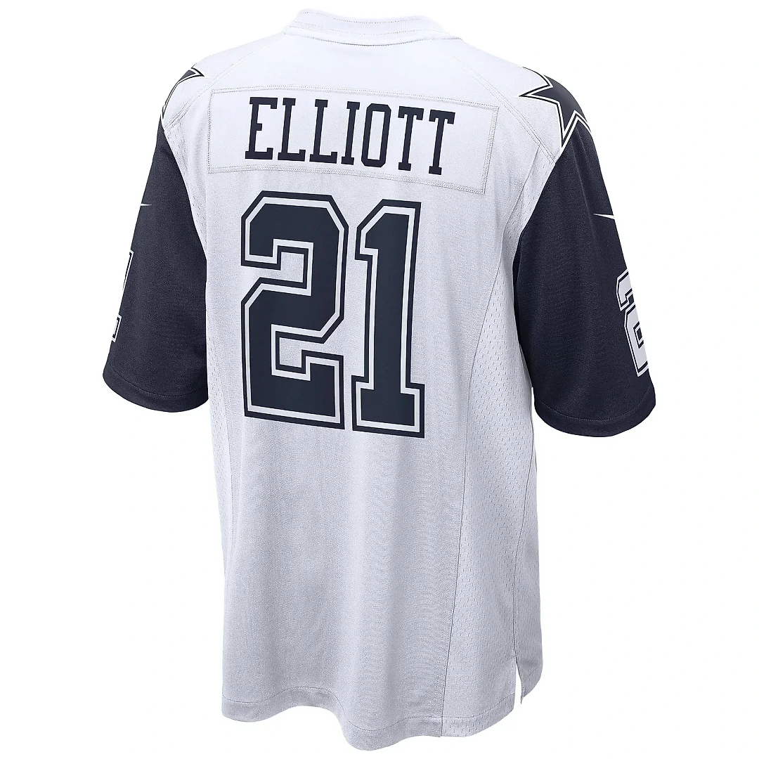 Zennovawear Men's Dallas Cowboys Ezekiel Elliott White Alternate Game Jersey