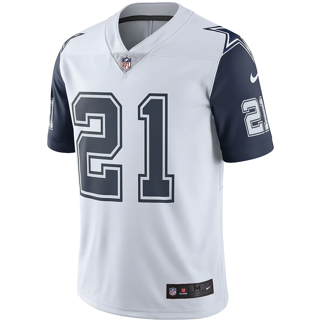 Zennovawear Men's Dallas Cowboys Ezekiel Elliott White Color Rush Vapor Limited Jersey