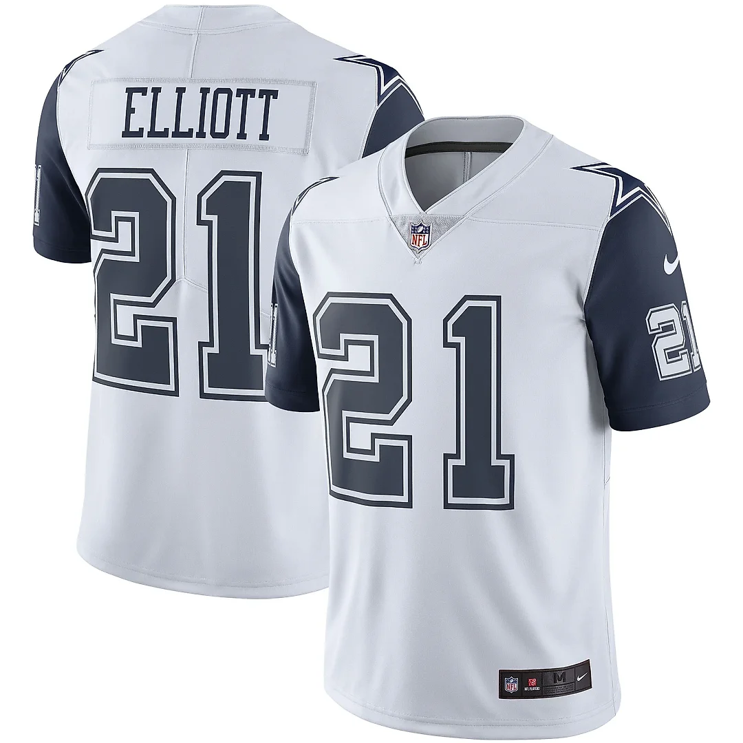 Zennovawear Men's Dallas Cowboys Ezekiel Elliott White Color Rush Vapor Limited Jersey