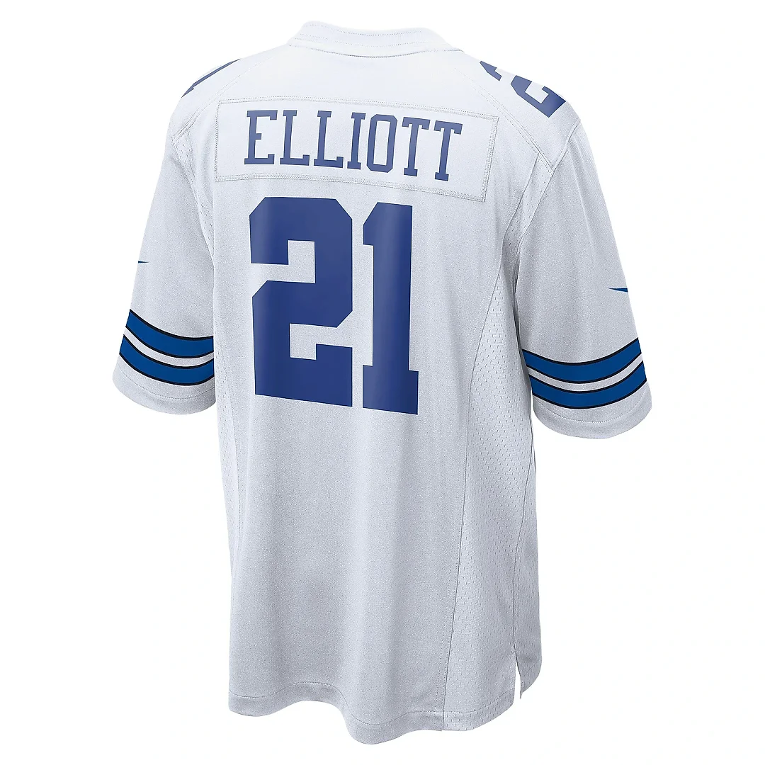 Zennovawear Men's Dallas Cowboys Ezekiel Elliott White Team Game Jersey