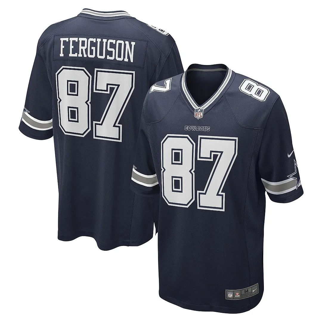 Zennovawear Men's Dallas Cowboys Jake Ferguson Navy Team Game Jersey