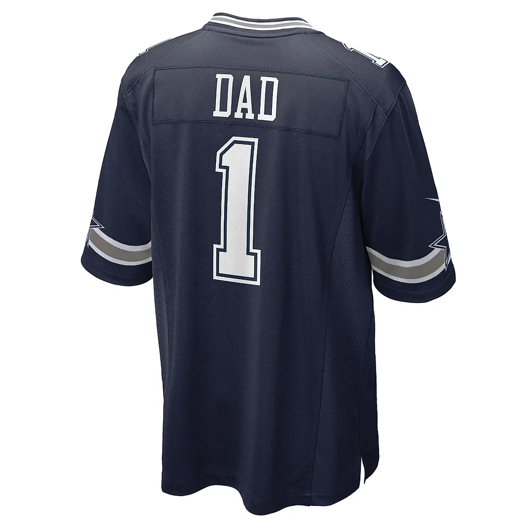 Zennovawear Men's Dallas Cowboys Number 1 Dad Navy Game Jersey