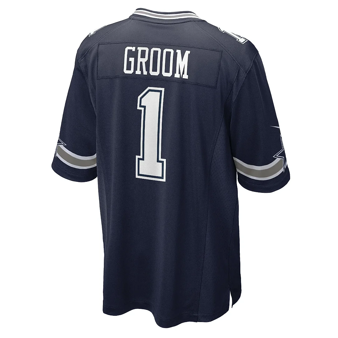 Zennovawear Men's Dallas Cowboys Number 1 Groom Navy Game Jersey