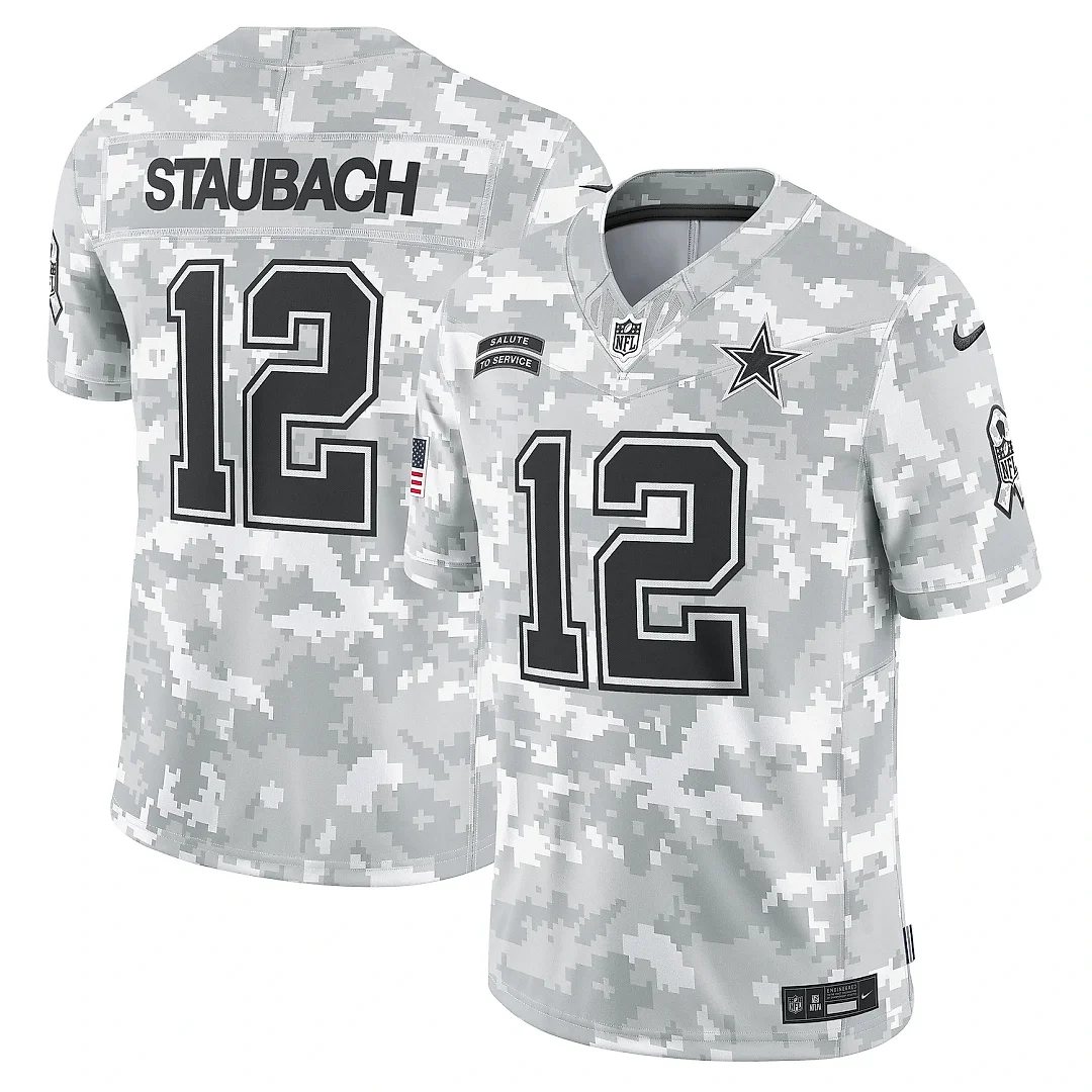 Zennovawear Men's Dallas Cowboys Roger Staubach Arctic Camo 2024 Salute to Service Retired Player Limited Jersey