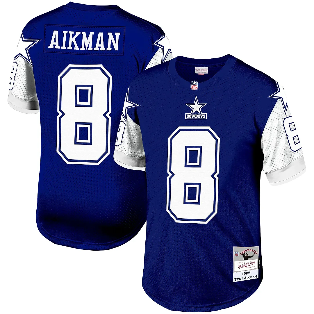 Zennovawear Men's Dallas Cowboys Troy Aikman Mitchell & Ness Navy Legacy Jersey