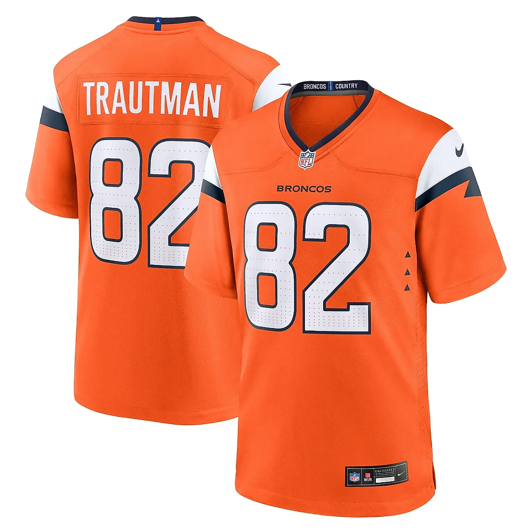 Zennovawear Men's Denver Broncos Adam Trautman Orange Team Game Jersey