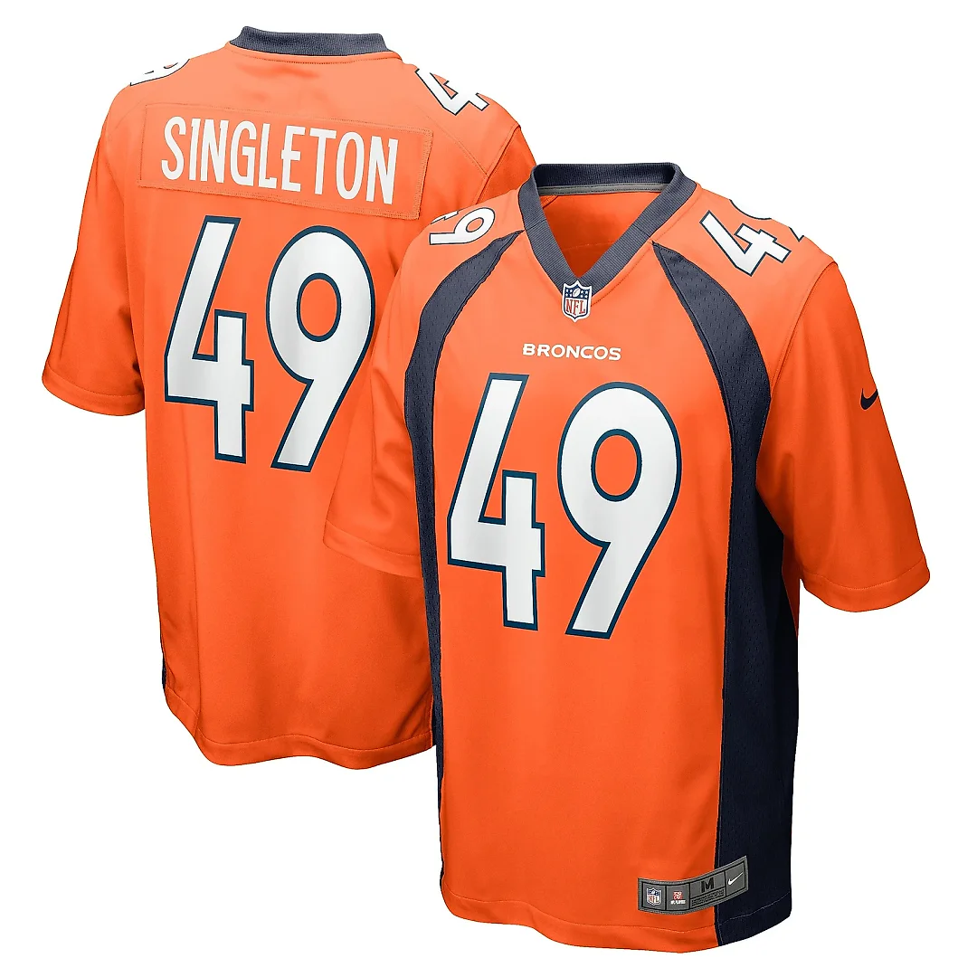 Zennovawear Men's Denver Broncos Alex Singleton Orange Game Player Jersey