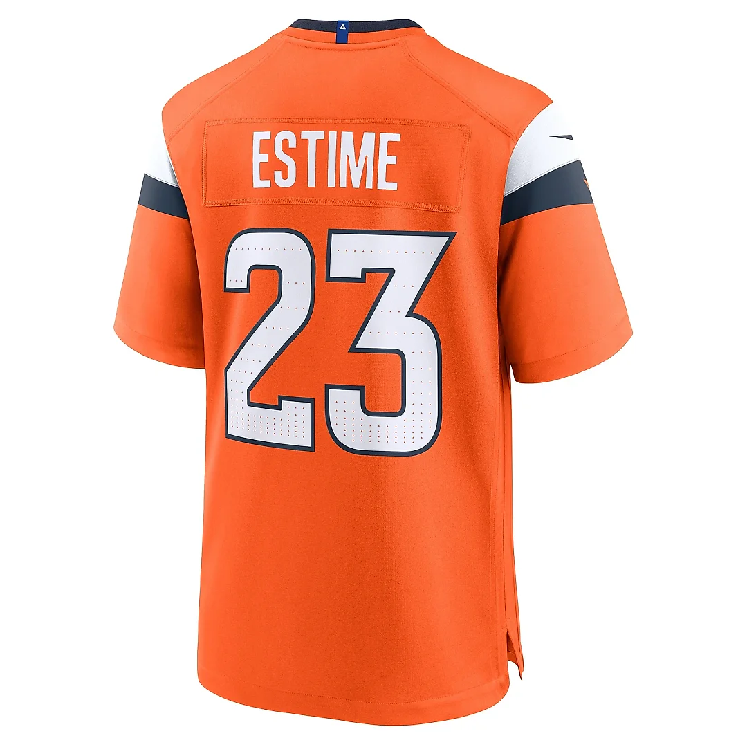 Zennovawear Men's Denver Broncos Audric Estime Orange Team Game Jersey