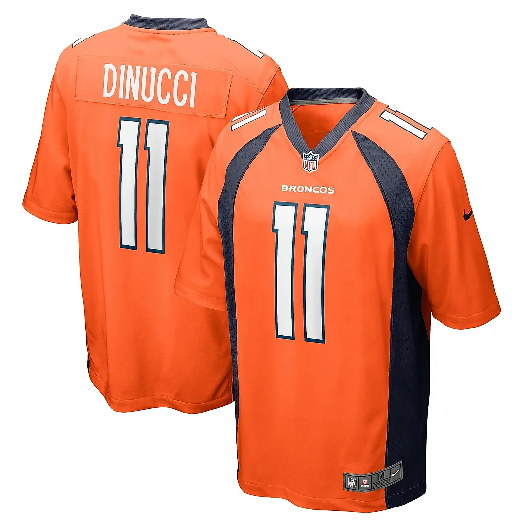 Zennovawear Men's Denver Broncos Ben DiNucci Orange Team Game Jersey