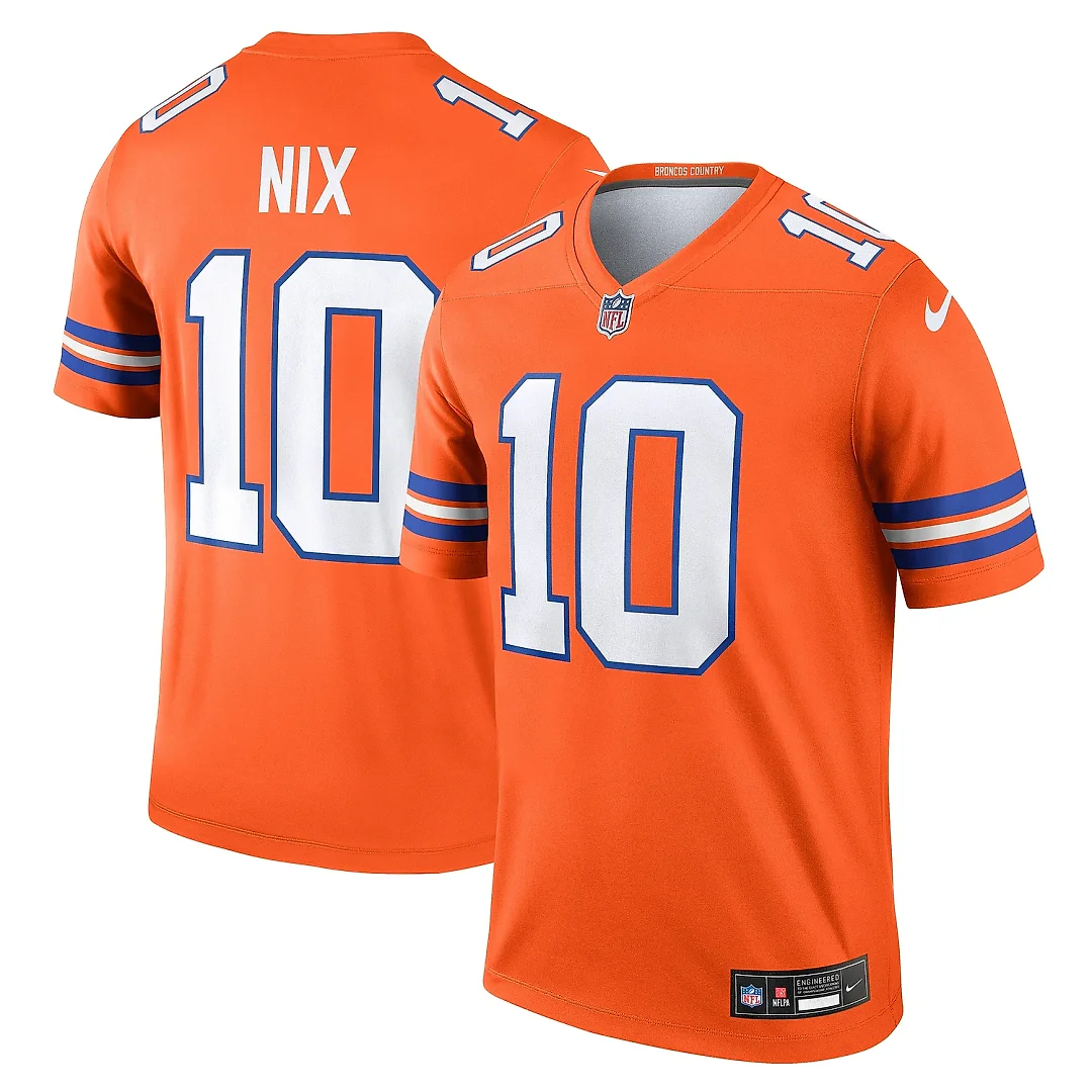 Zennovawear Men's Denver Broncos Bo Nix Orange Alternate Legend Player Performance Top