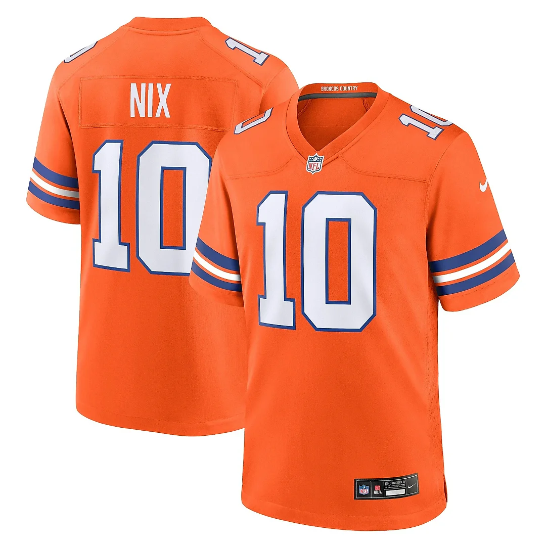 Zennovawear Men's Denver Broncos Bo Nix Orange Mile High Collection 1977 Throwback Player Game Jersey