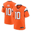 Zennovawear Men's Denver Broncos Bo Nix Orange Player Game Jersey