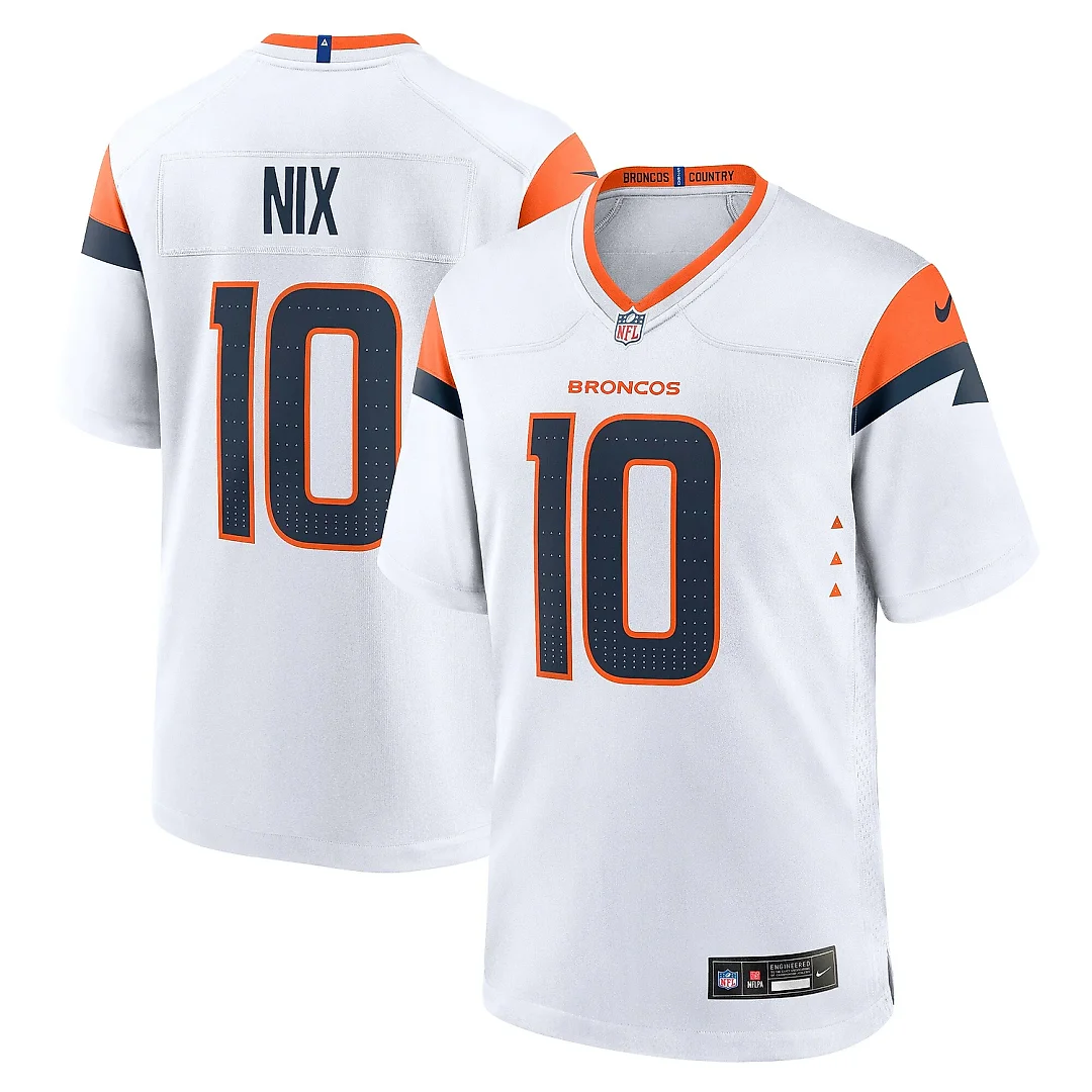 Zennovawear Men's Denver Broncos Bo Nix White Game Jersey