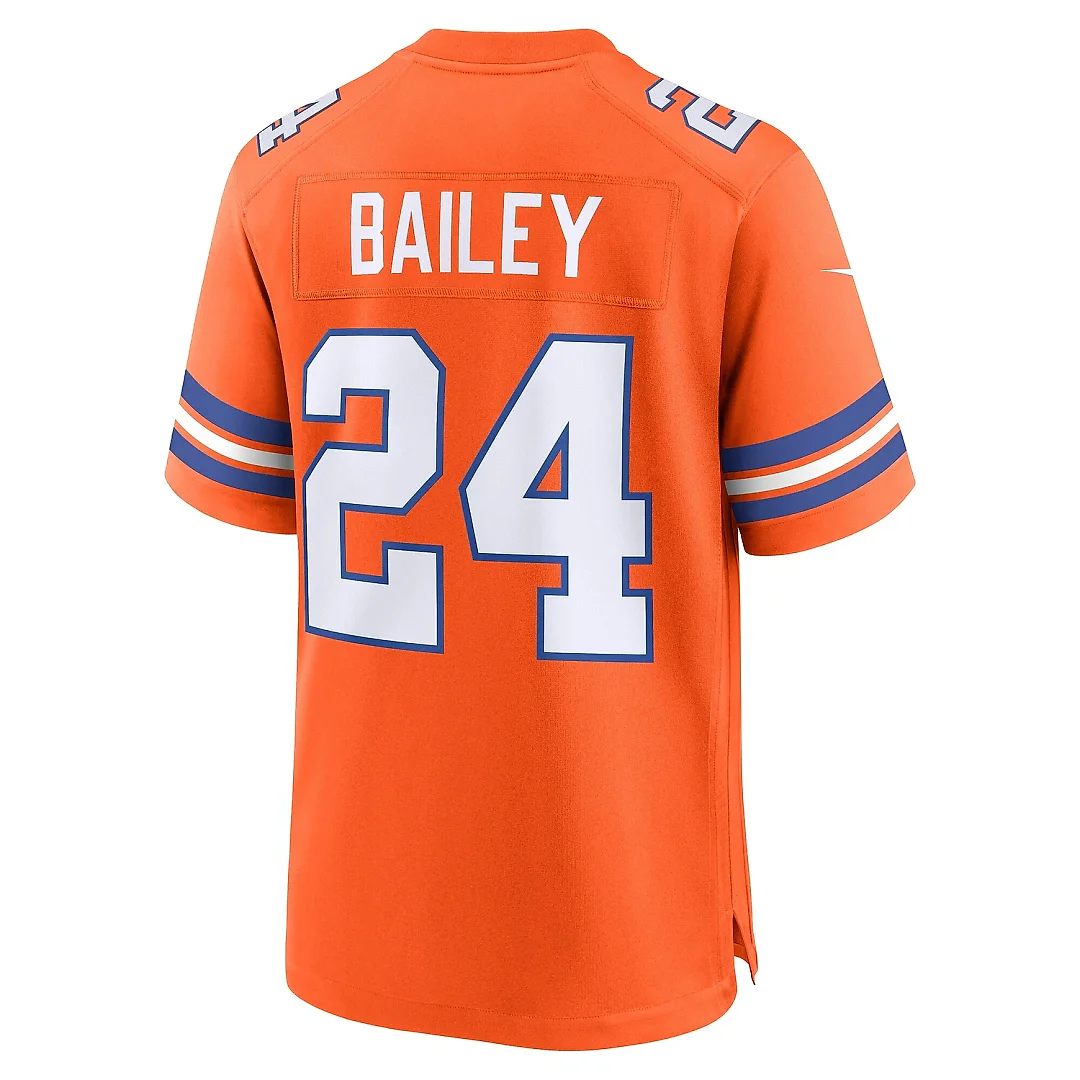 Zennovawear Men's Denver Broncos Champ Bailey Orange Mile High Collection 1977 Throwback Retired Player Game Jersey