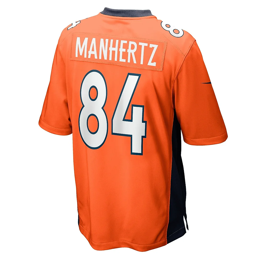 Zennovawear Men's Denver Broncos Chris Manhertz Orange Game Player Jersey