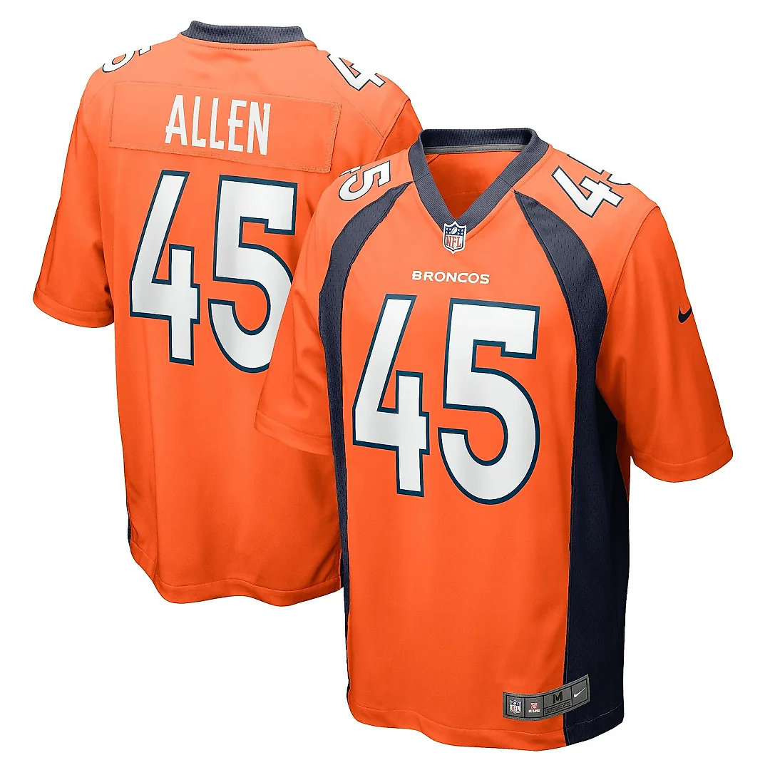 Zennovawear Men's Denver Broncos Christopher Allen Orange Game Player Jersey