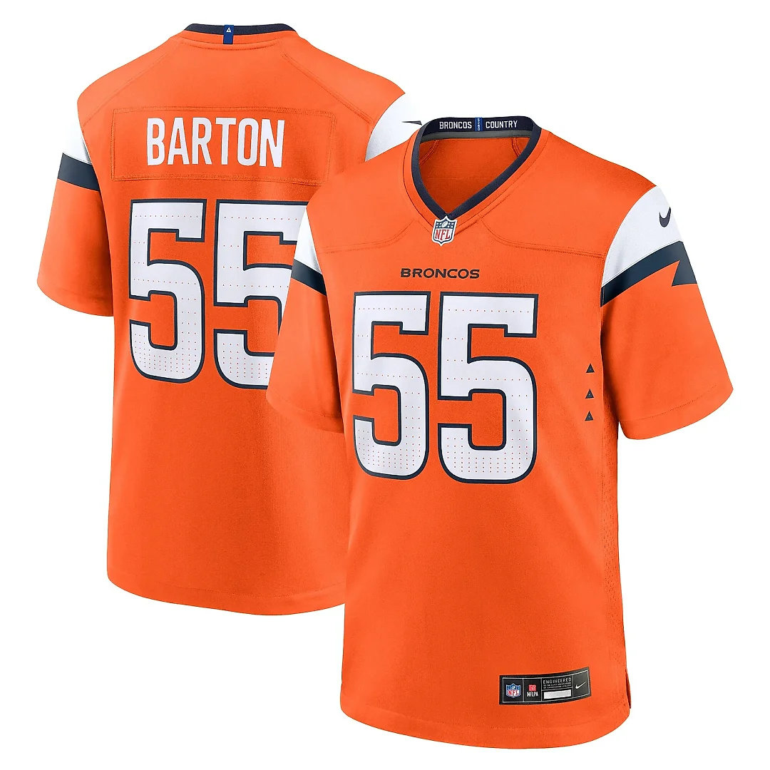 Zennovawear Men's Denver Broncos Cody Barton Orange Game Jersey