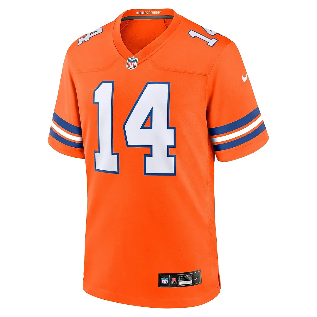 Zennovawear Men's Denver Broncos Courtland Sutton Orange Mile High Collection 1977 Throwback Player Game Jersey
