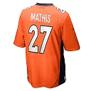 Zennovawear Men's Denver Broncos Damarri Mathis Orange Game Player Jersey