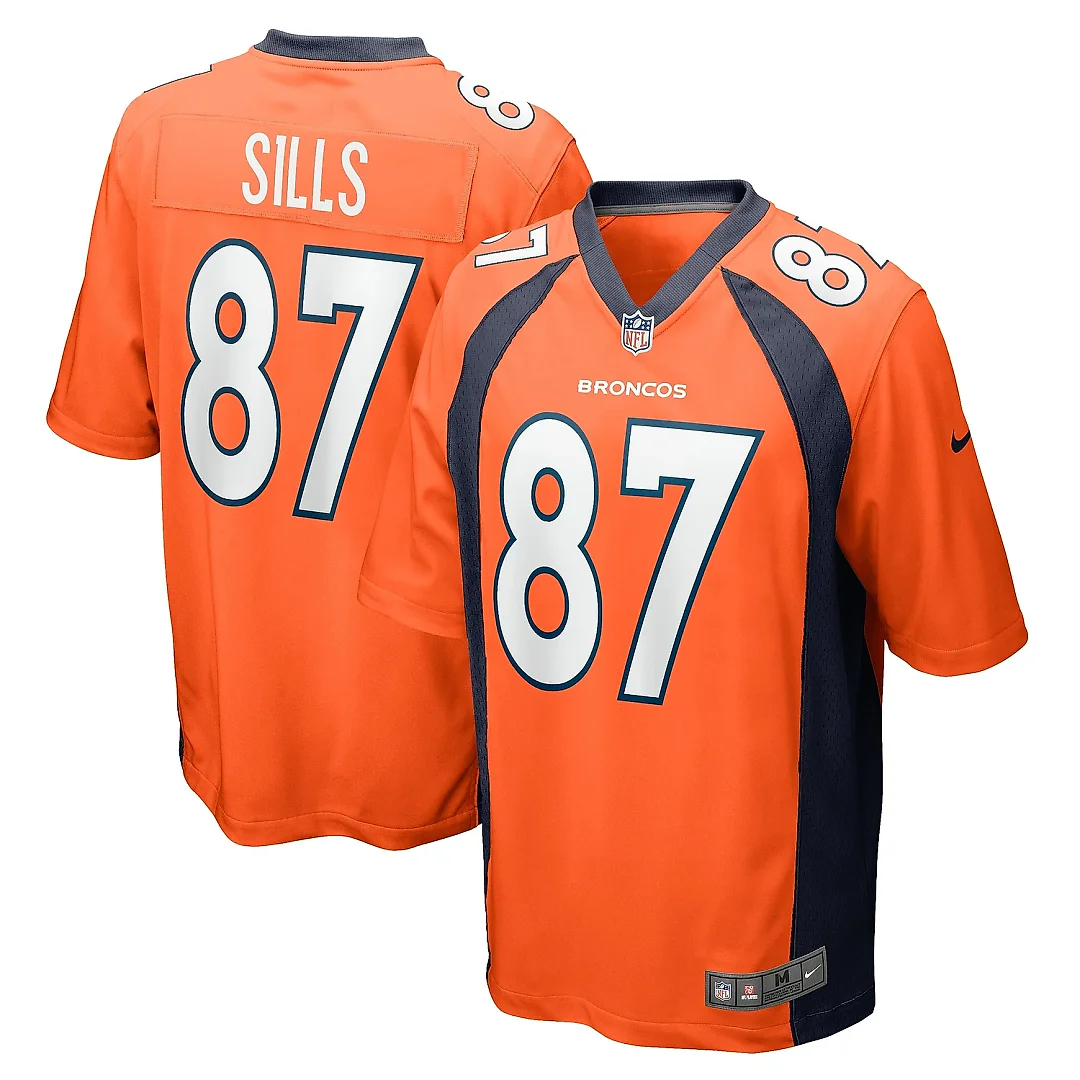 Zennovawear Men's Denver Broncos David Sills Orange Team Game Jersey