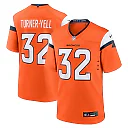 Zennovawear Men's Denver Broncos Delarrin Turner-Yell Orange Team Game Jersey