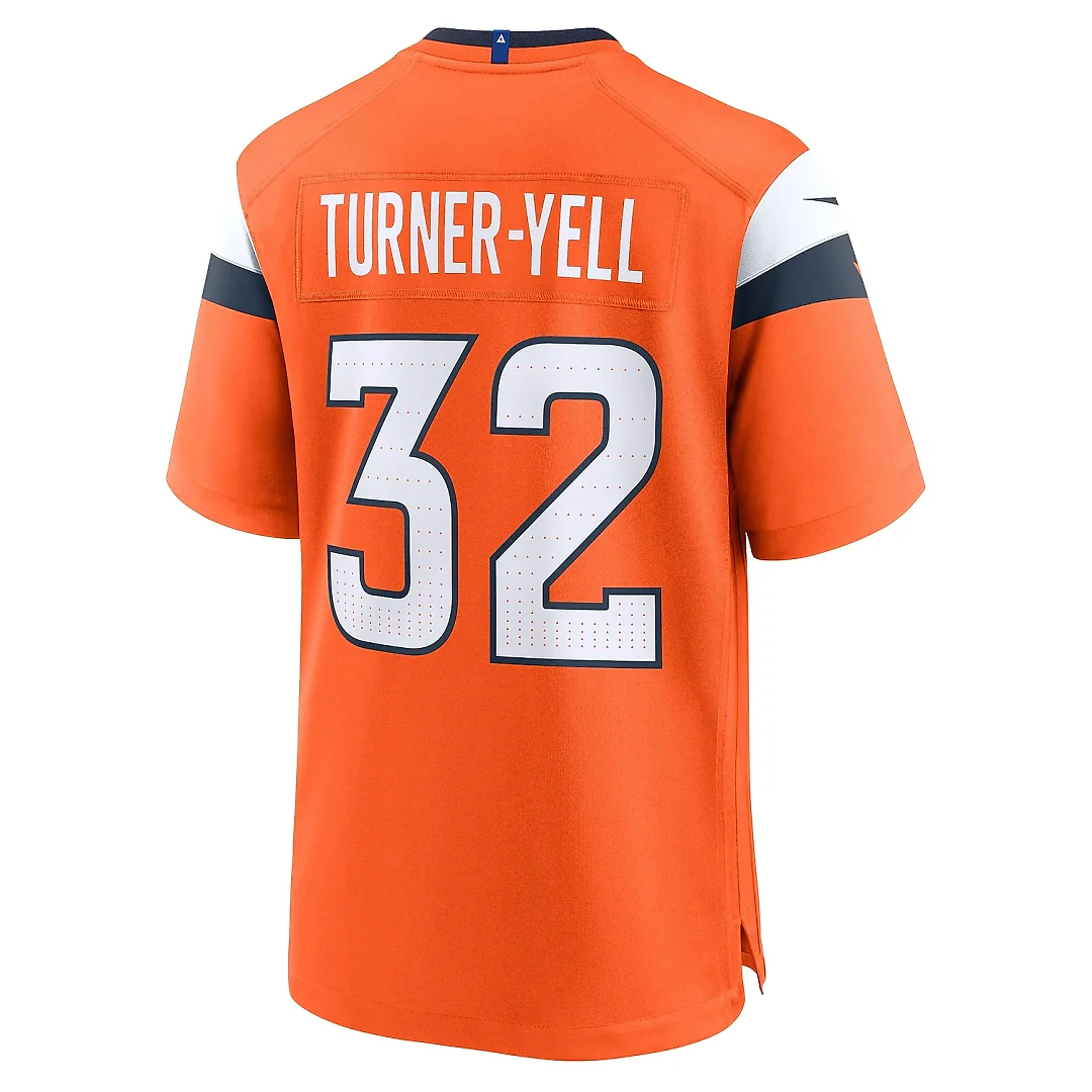 Zennovawear Men's Denver Broncos Delarrin Turner-Yell Orange Team Game Jersey