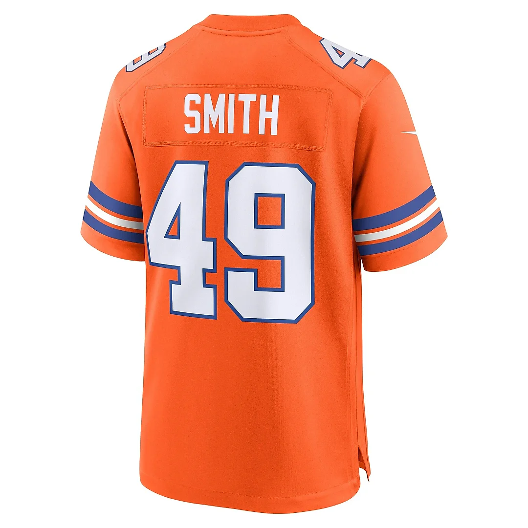Zennovawear Men's Denver Broncos Dennis Smith Orange Mile High Collection 1977 Throwback Retired Player Game Jersey