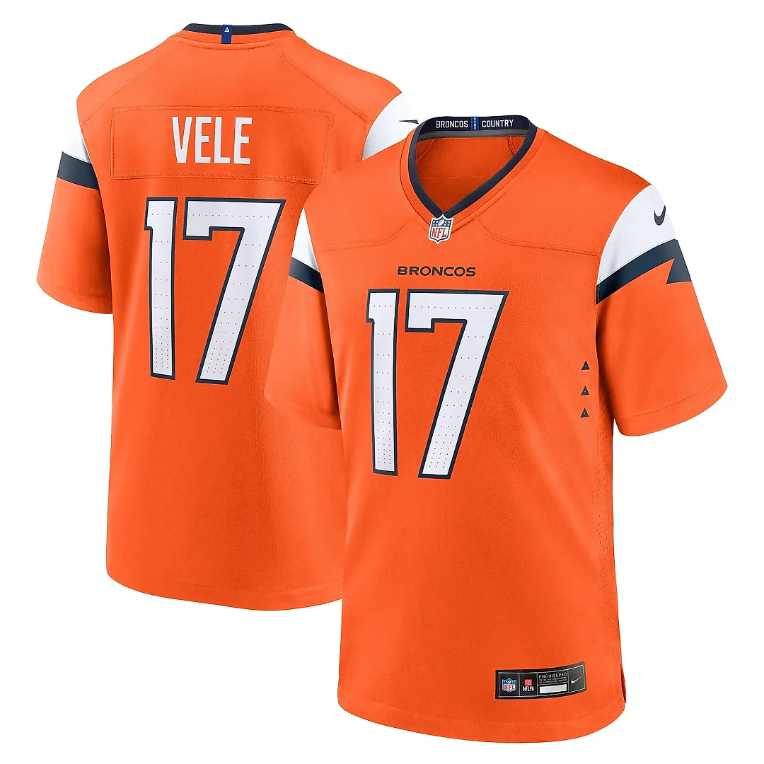 Zennovawear Men's Denver Broncos Devaughn Vele Orange Team Game Jersey