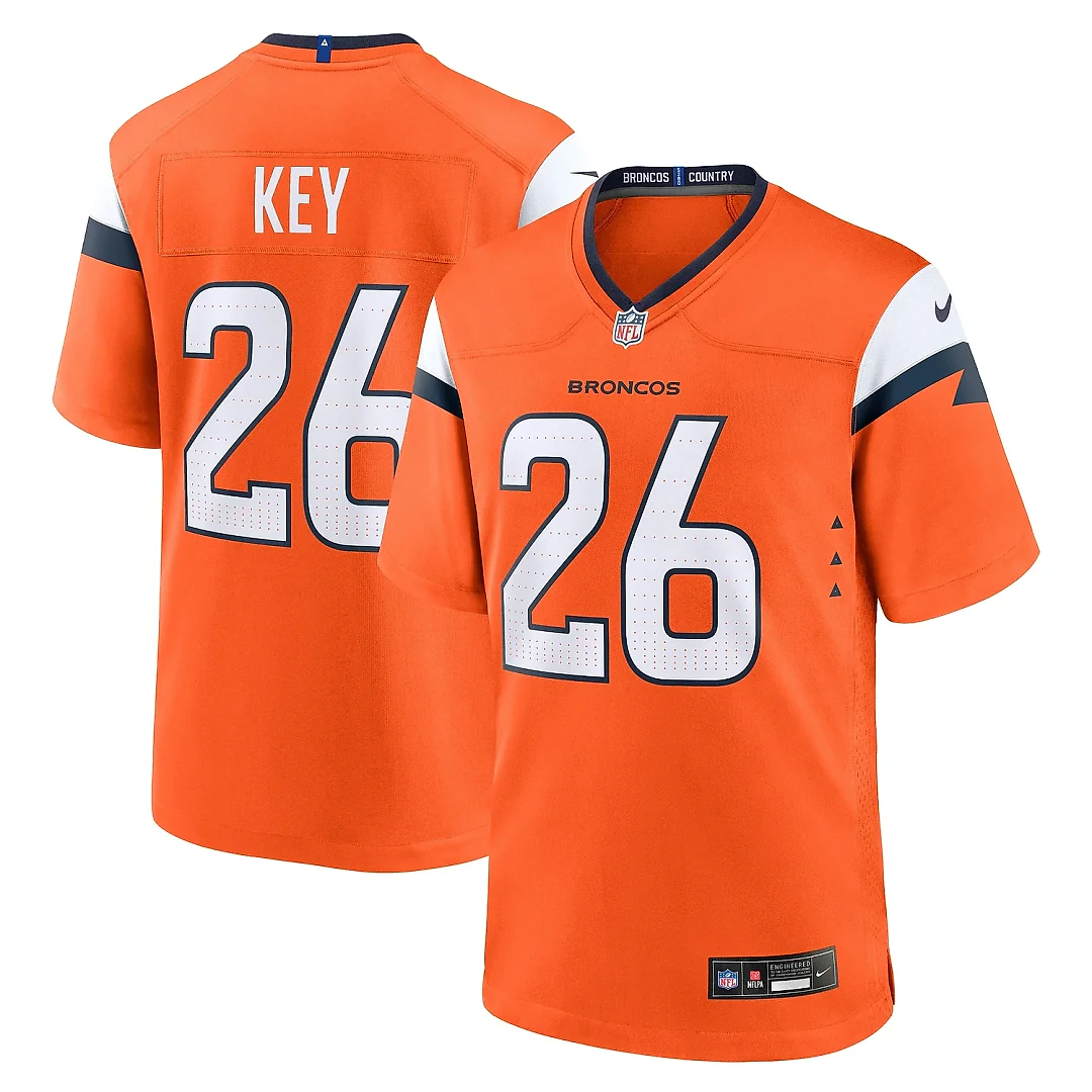 Zennovawear Men's Denver Broncos Devon Key Orange Team Game Jersey