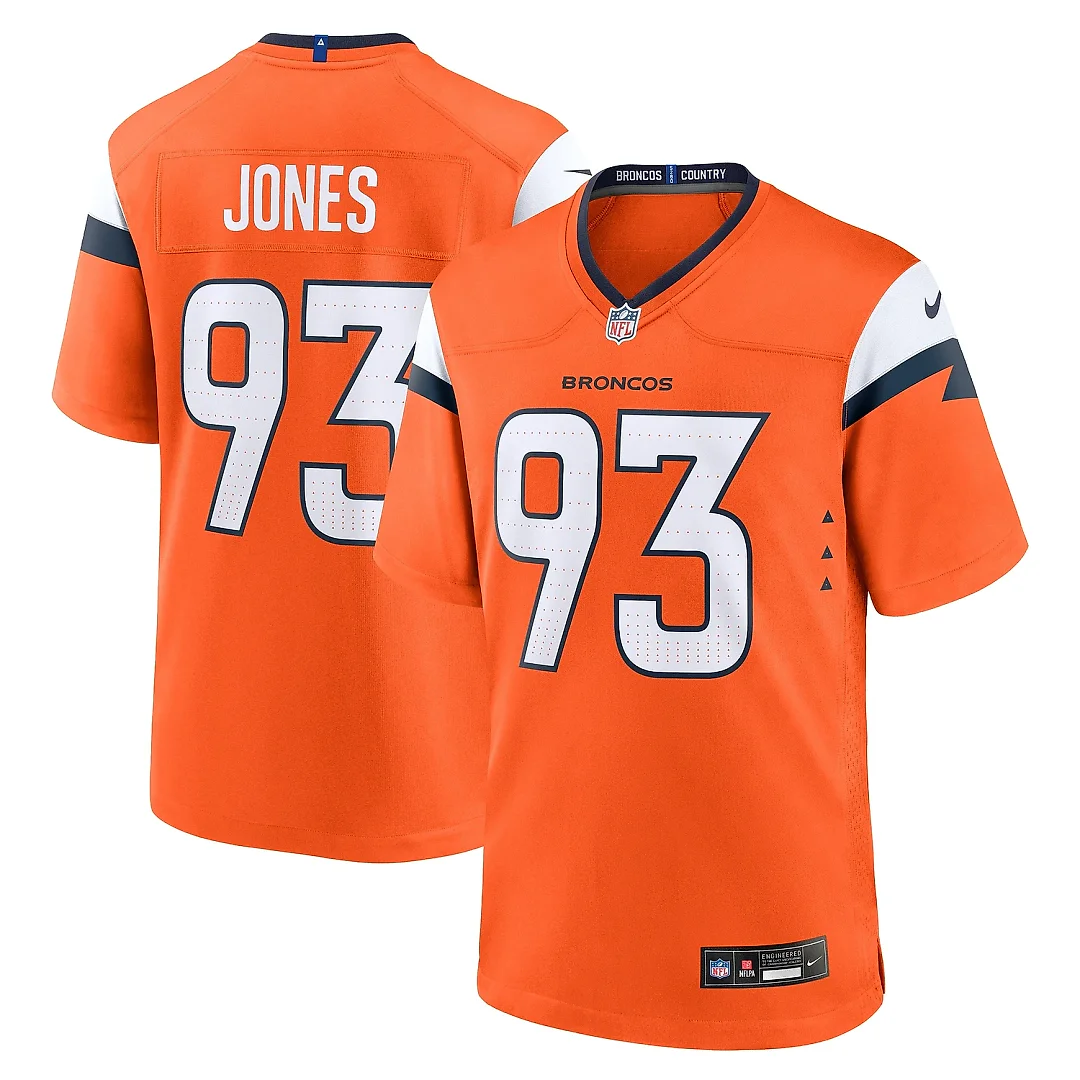 Zennovawear Men's Denver Broncos D.J. Jones Orange Team Game Jersey