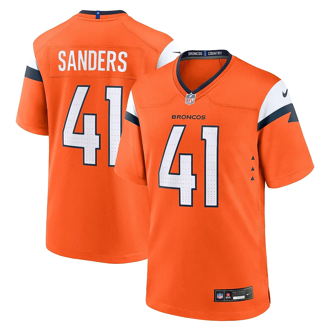 Zennovawear Men's Denver Broncos Drew Sanders Orange Team Game Jersey