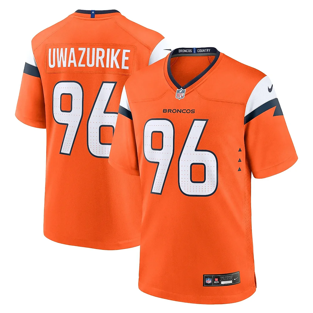 Zennovawear Men's Denver Broncos Eyioma Uwazurike Orange Team Game Jersey
