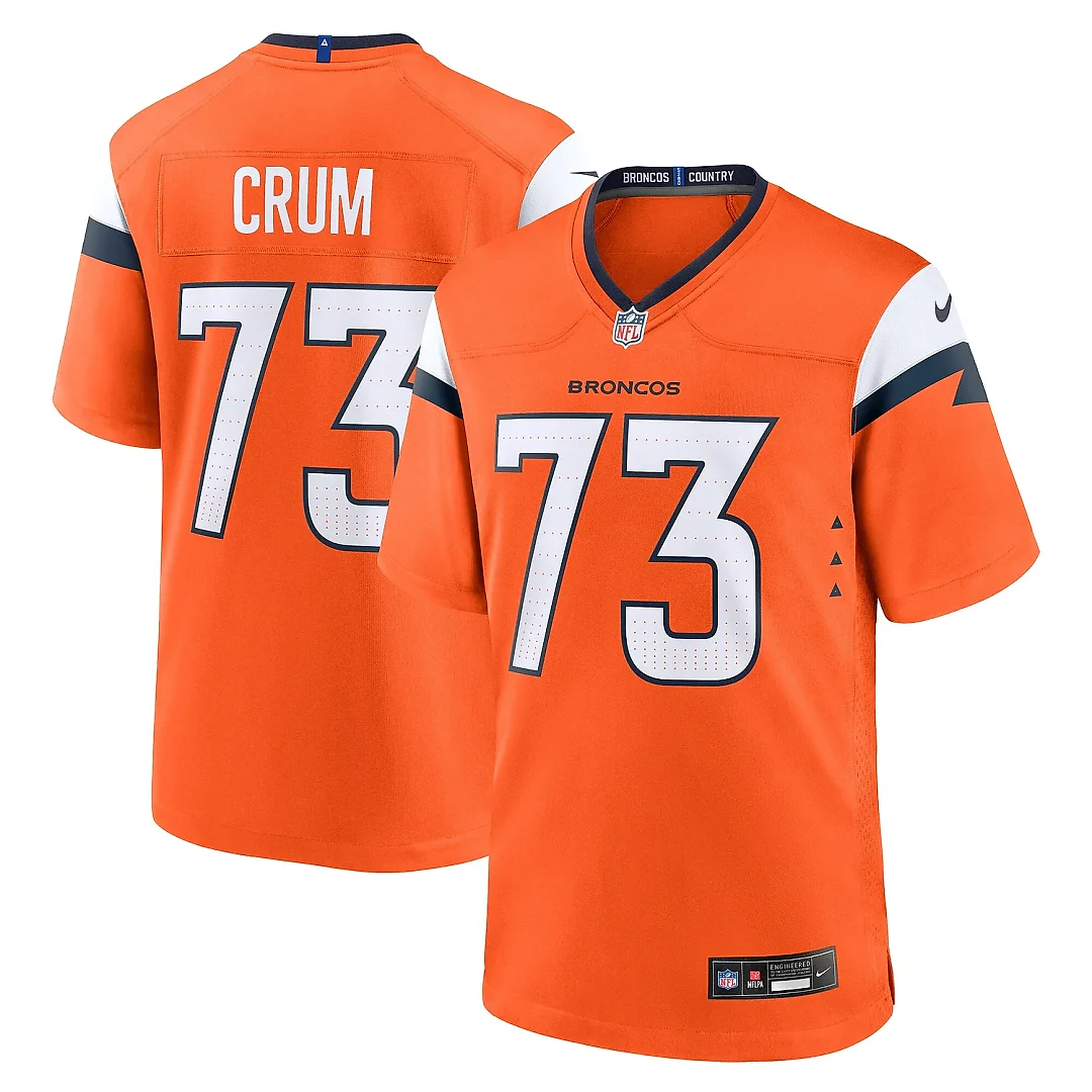 Zennovawear Men's Denver Broncos Frank Crum Orange Team Game Jersey