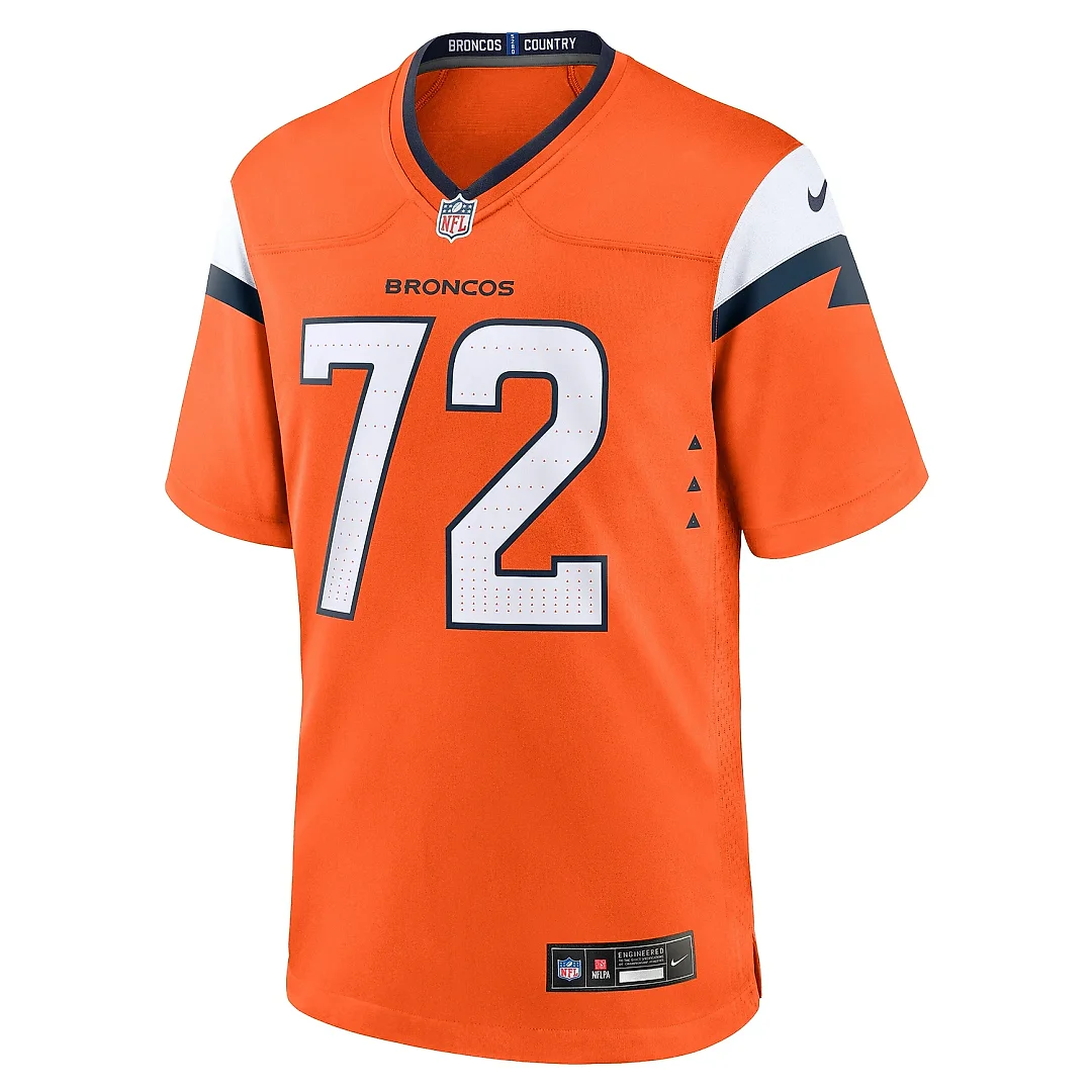 Zennovawear Men's Denver Broncos Garett Bolles Orange Team Game Jersey