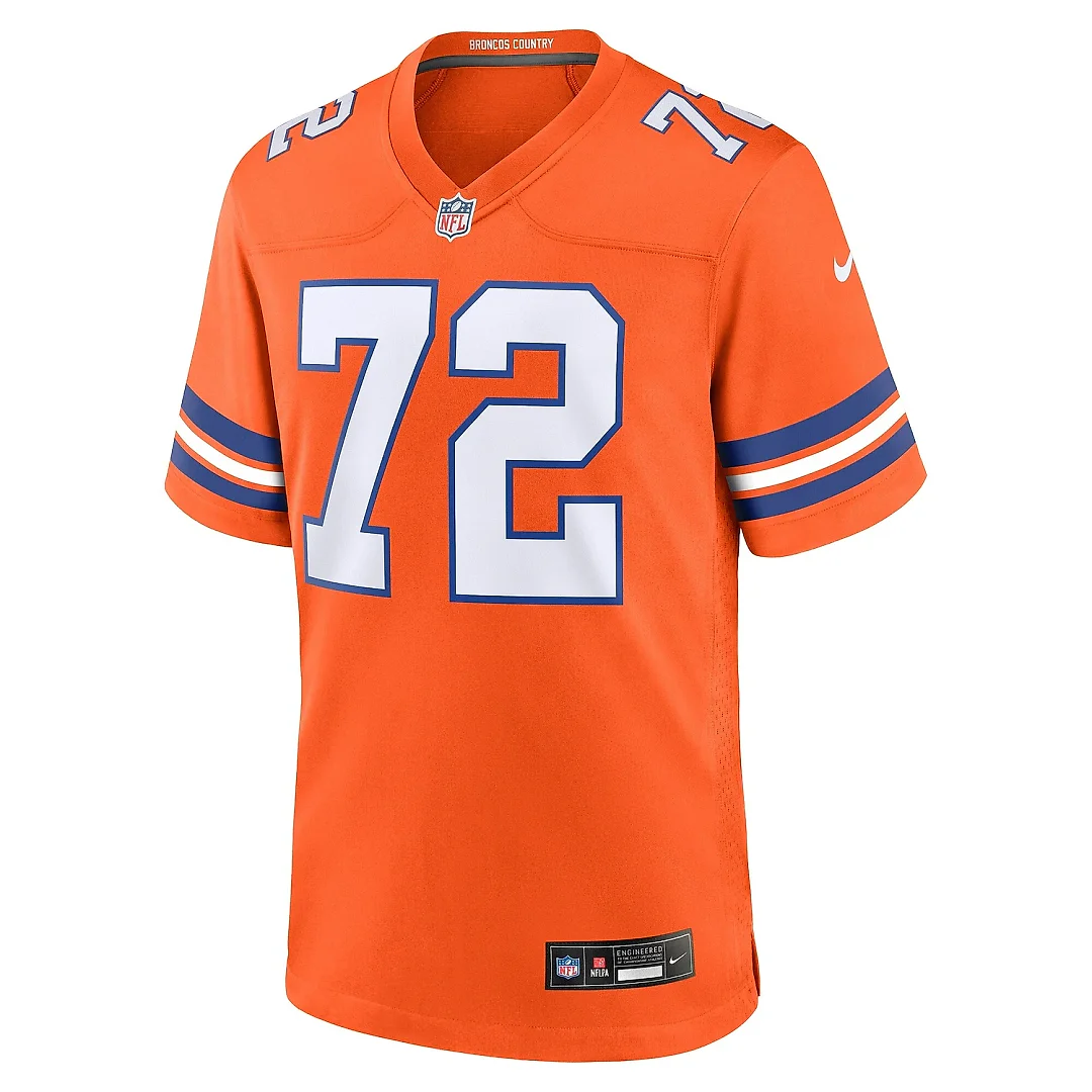 Zennovawear Men's Denver Broncos Garrett Bolles Orange Mile High Collection 1977 Throwback Player Game Jersey