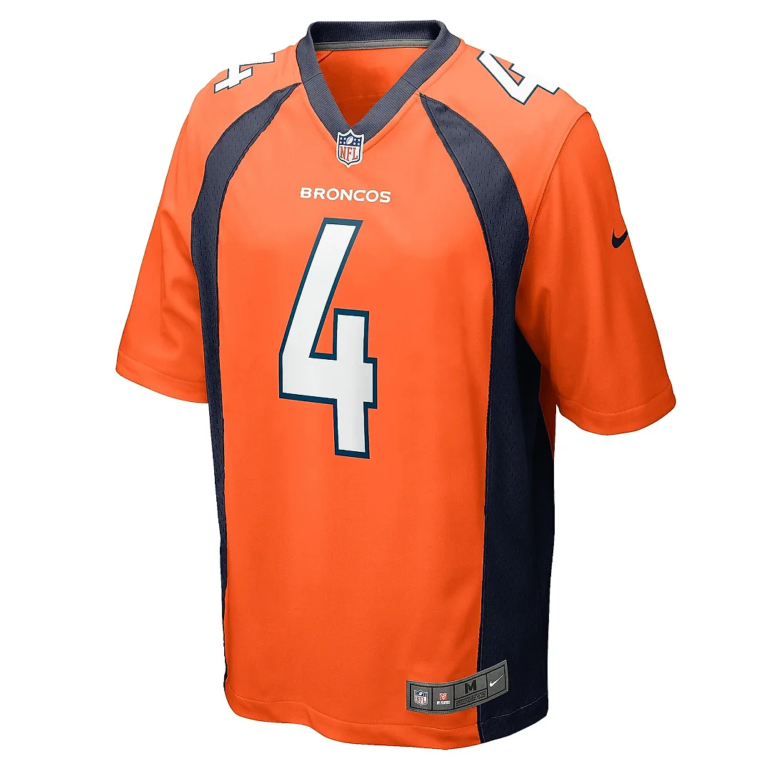 Zennovawear Men's Denver Broncos Jarrett Stidham Orange Game Player Jersey