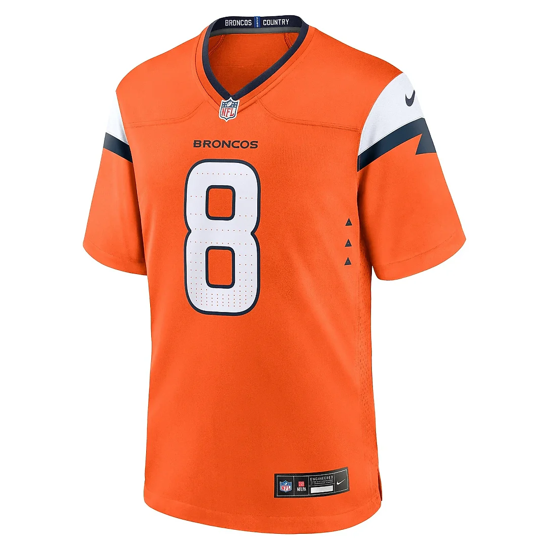 Zennovawear Men's Denver Broncos Jarrett Stidham Orange Team Game Jersey