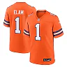Zennovawear Men's Denver Broncos Jason Elam Orange Mile High Collection 1977 Throwback Retired Player Game Jersey