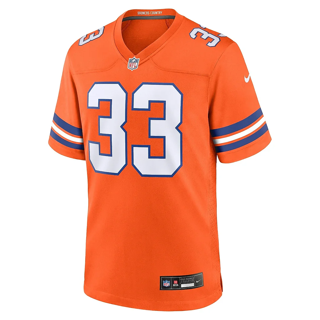 Zennovawear Men's Denver Broncos Javonte Williams Orange Mile High Collection 1977 Throwback Player Game Jersey