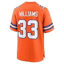 Zennovawear Men's Denver Broncos Javonte Williams Orange Mile High Collection 1977 Throwback Player Game Jersey