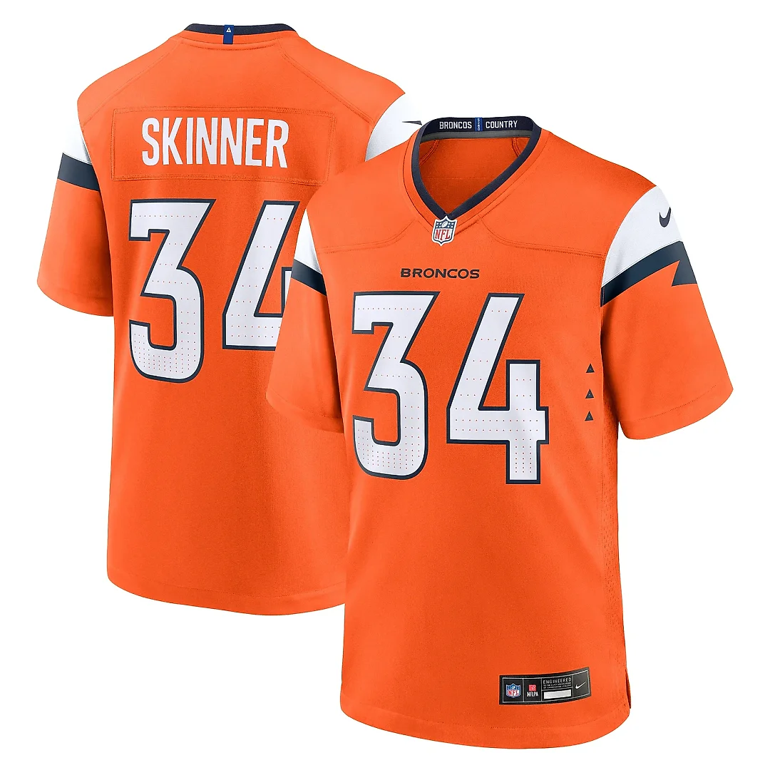 Zennovawear Men's Denver Broncos JL Skinner Orange Team Game Jersey