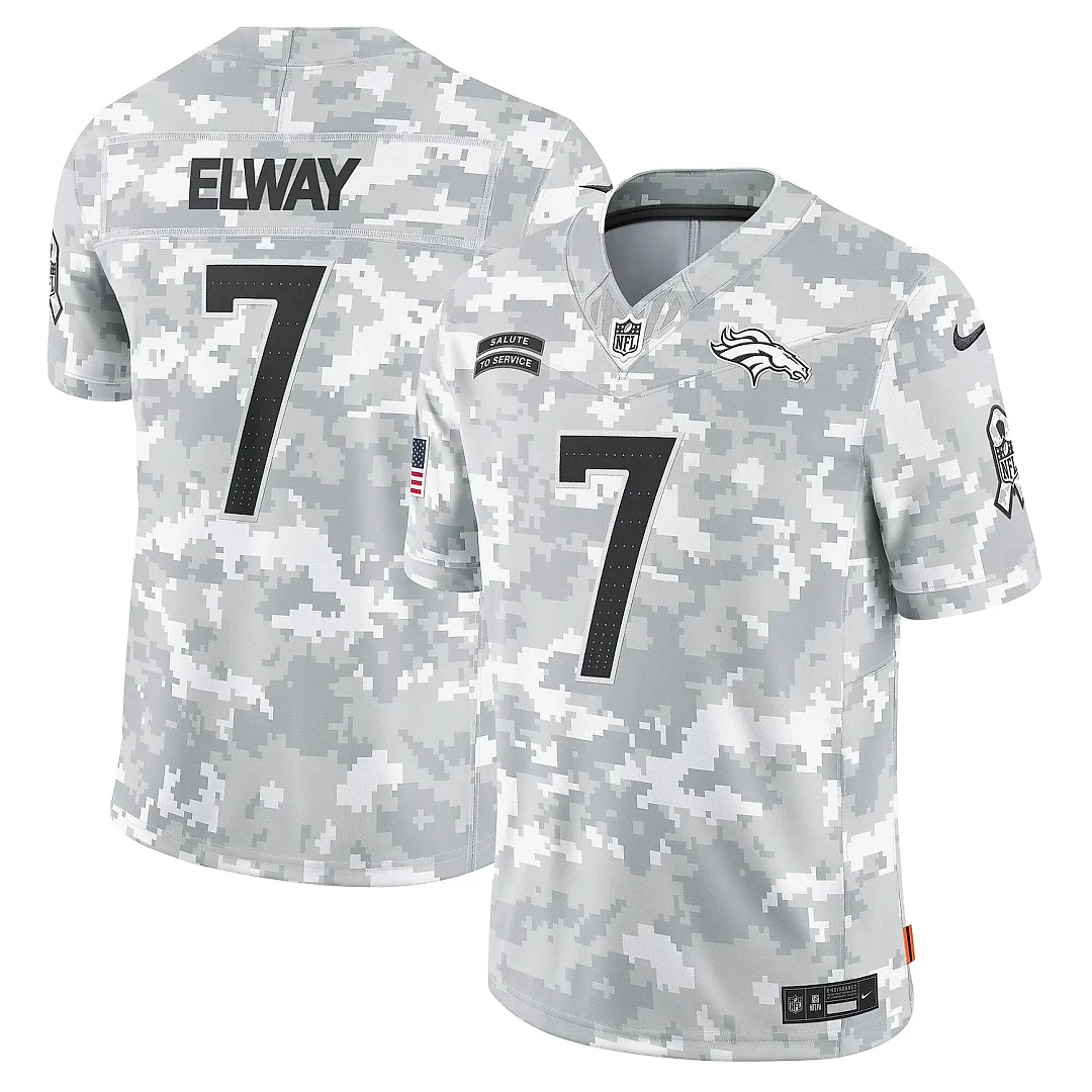 Zennovawear Men's Denver Broncos John Elway Arctic Camo 2024 Salute to Service Retired Player Limited Jersey