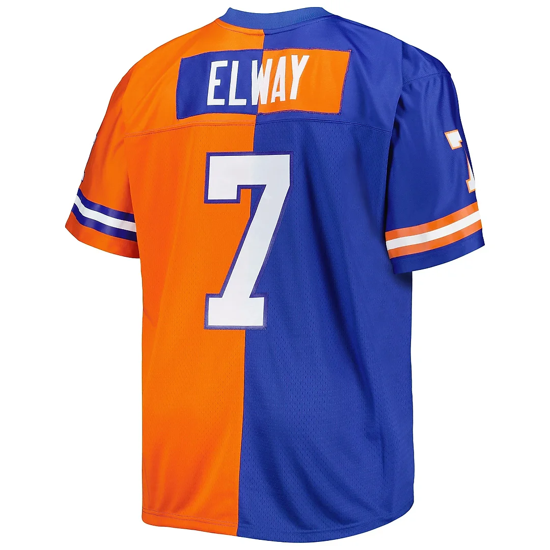 Zennovawear Men's Denver Broncos John Elway Mitchell & Ness Royal/Orange Big & Tall Split Legacy Retired Player Jersey
