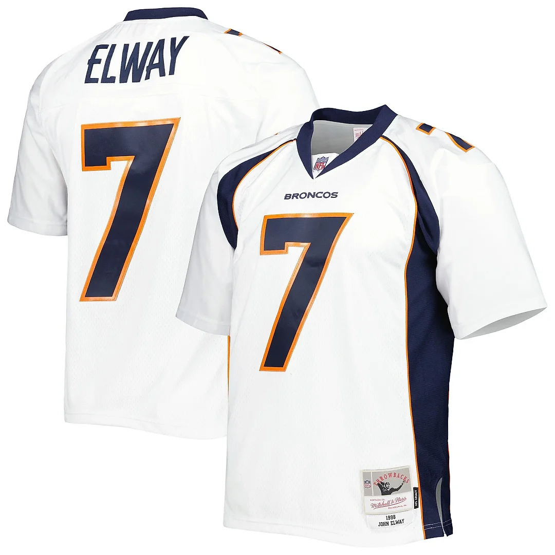 Zennovawear Men's Denver Broncos John Elway Mitchell & Ness White 1998 Legacy Jersey