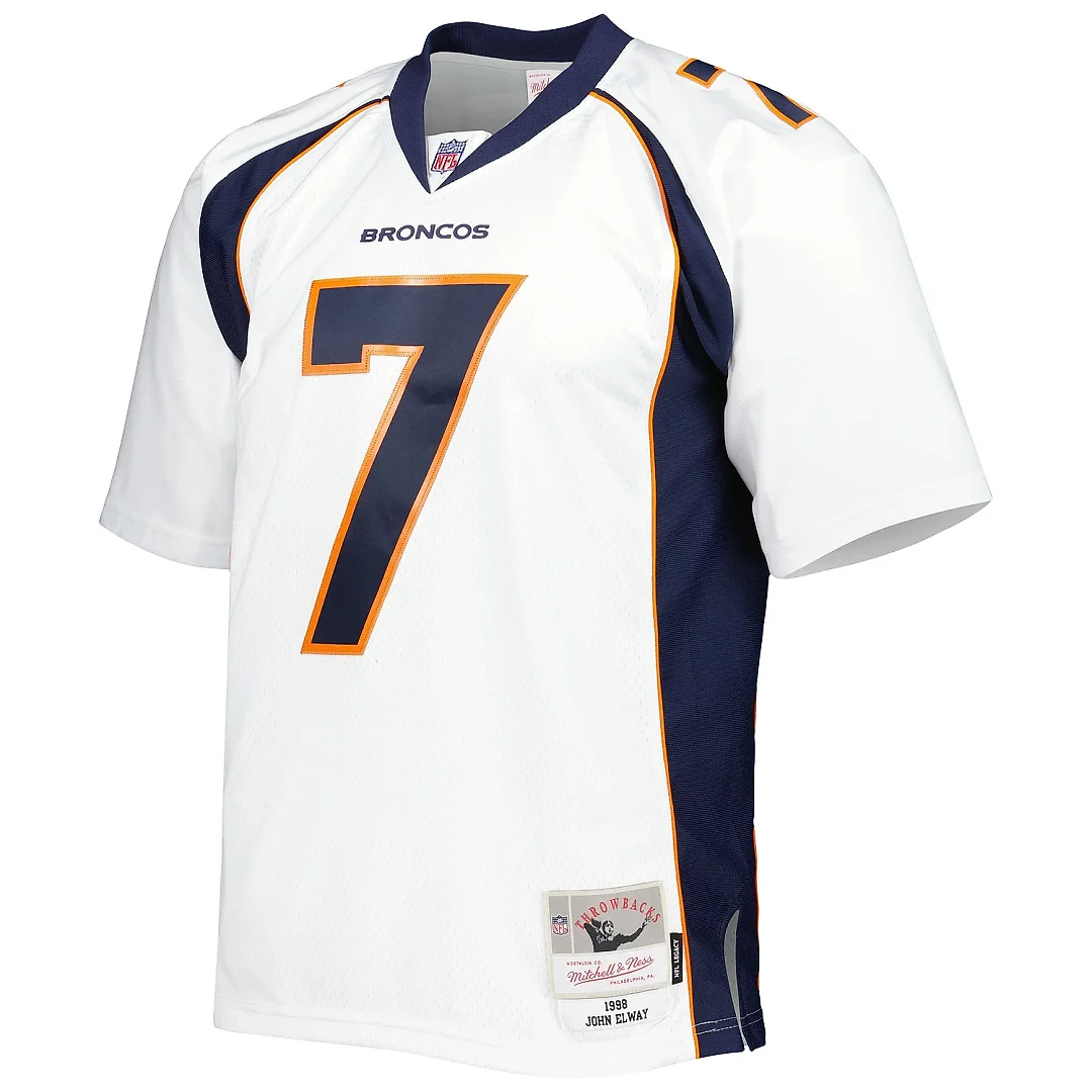 Zennovawear Men's Denver Broncos John Elway Mitchell & Ness White 1998 Legacy Jersey