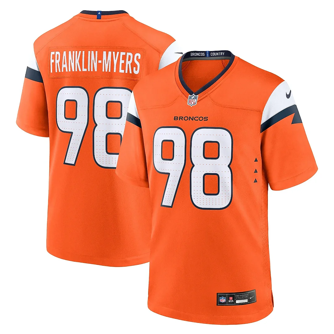 Zennovawear Men's Denver Broncos John Franklin-Myers Orange Team Game Jersey