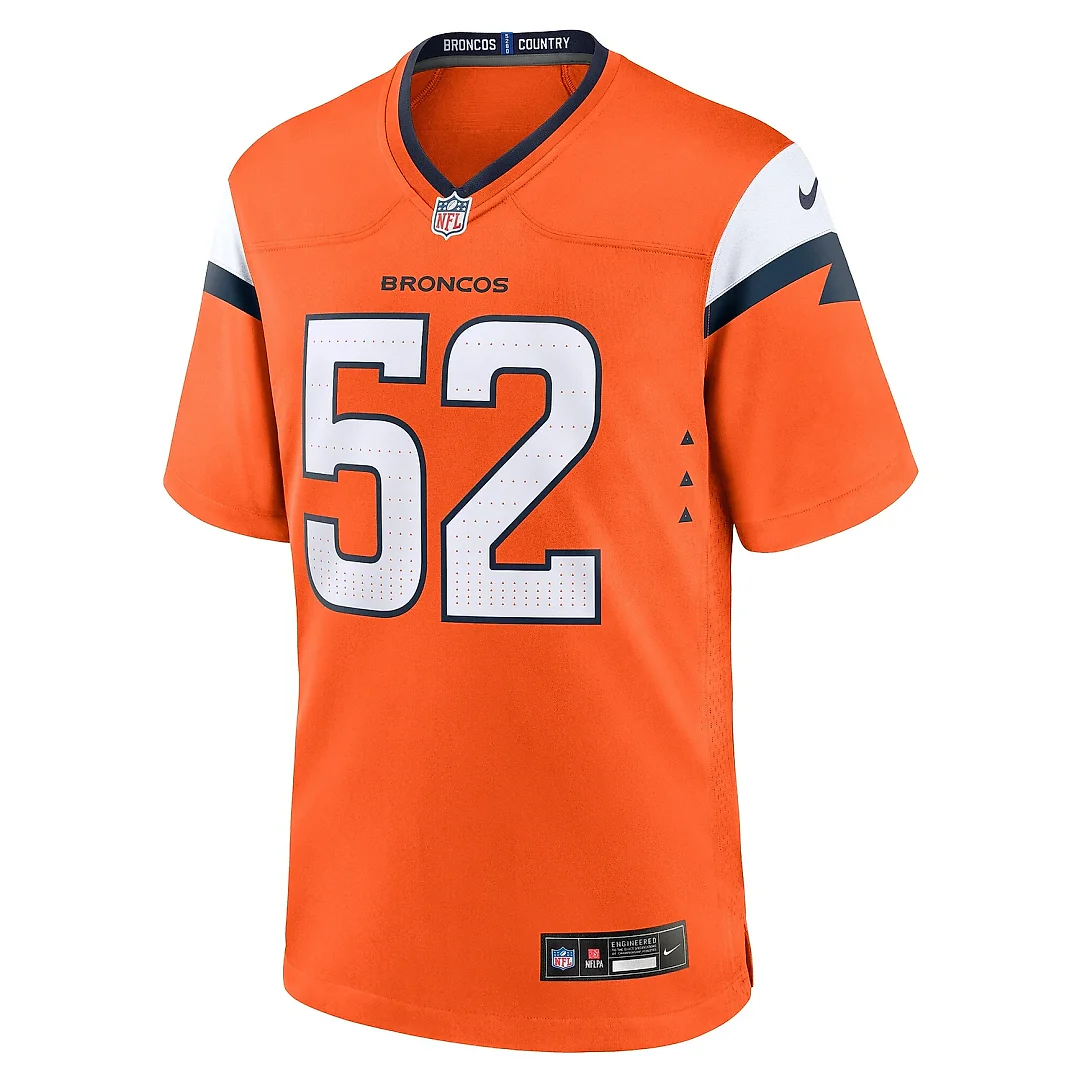Zennovawear Men's Denver Broncos Jonah Elliss Orange Team Game Jersey