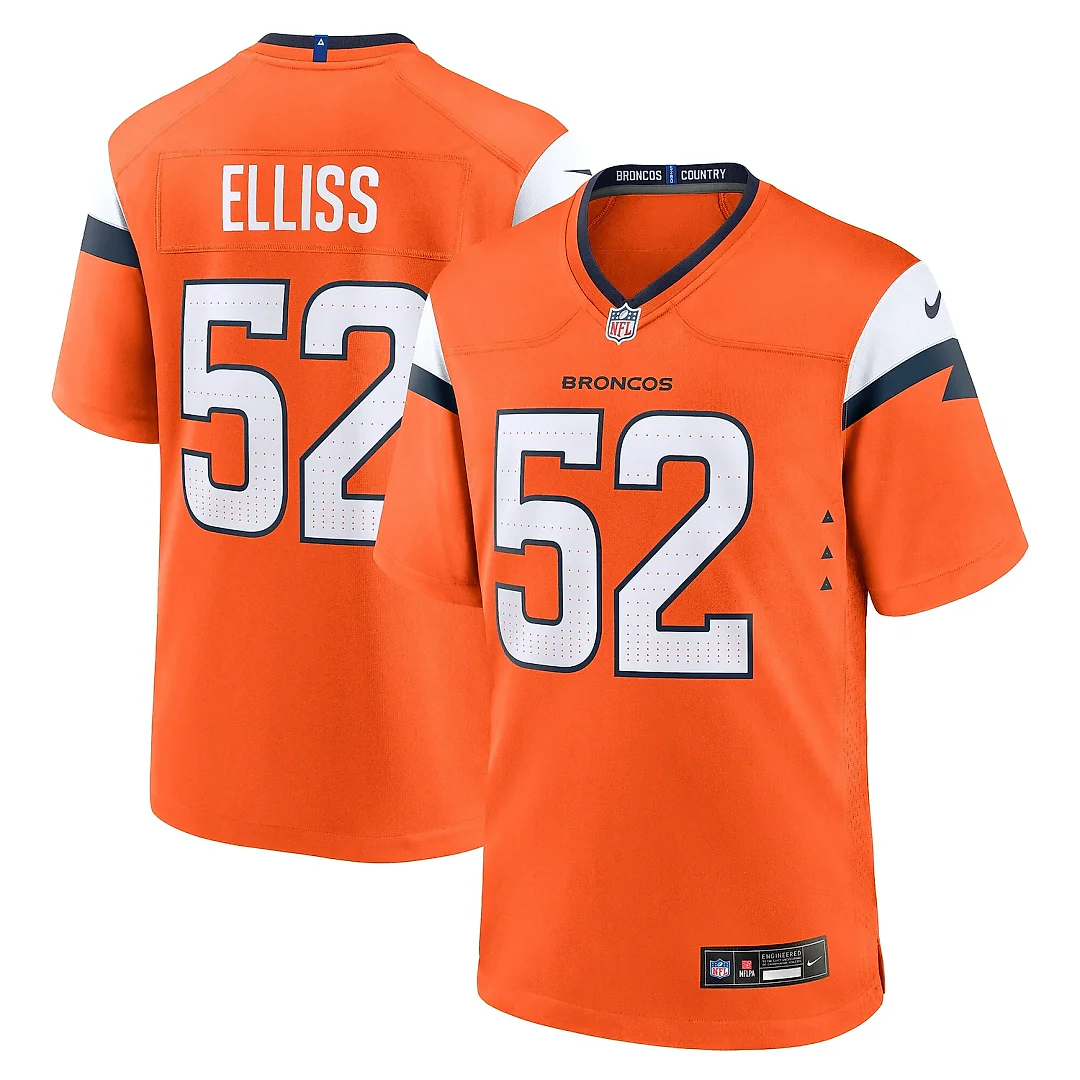 Zennovawear Men's Denver Broncos Jonah Elliss Orange Team Game Jersey